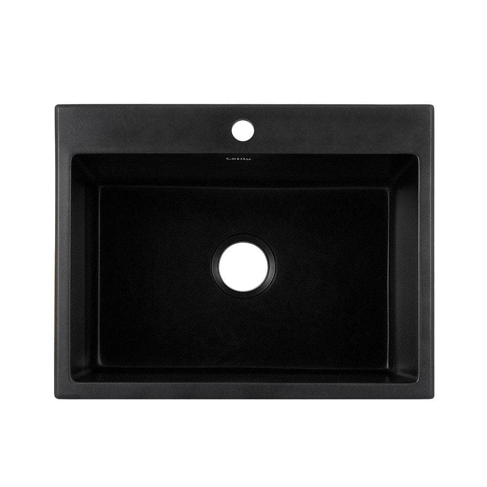 Kitchen Sink Granite Stone Sinks Basin Single Bowl Black 600Mmx470Mm