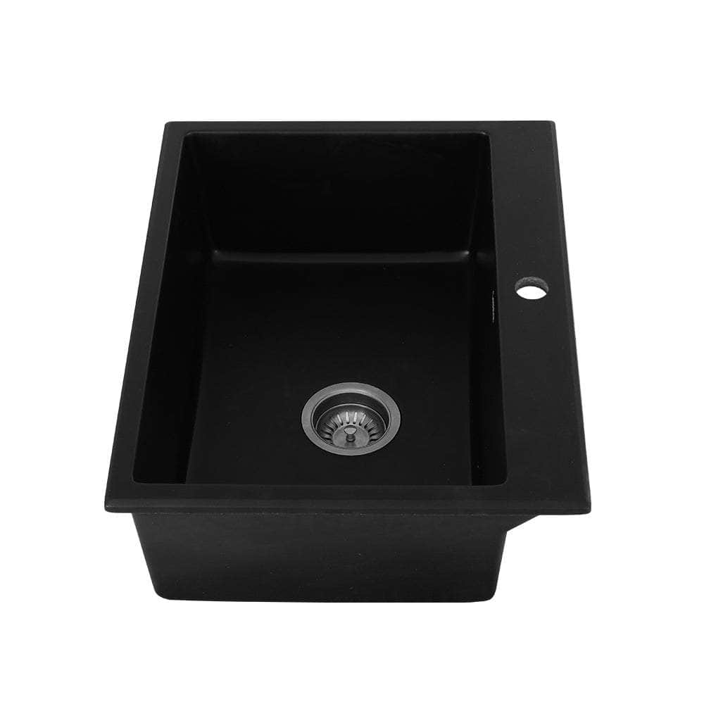 Kitchen Sink Granite Stone Sinks Basin Single Bowl Black 600Mmx470Mm