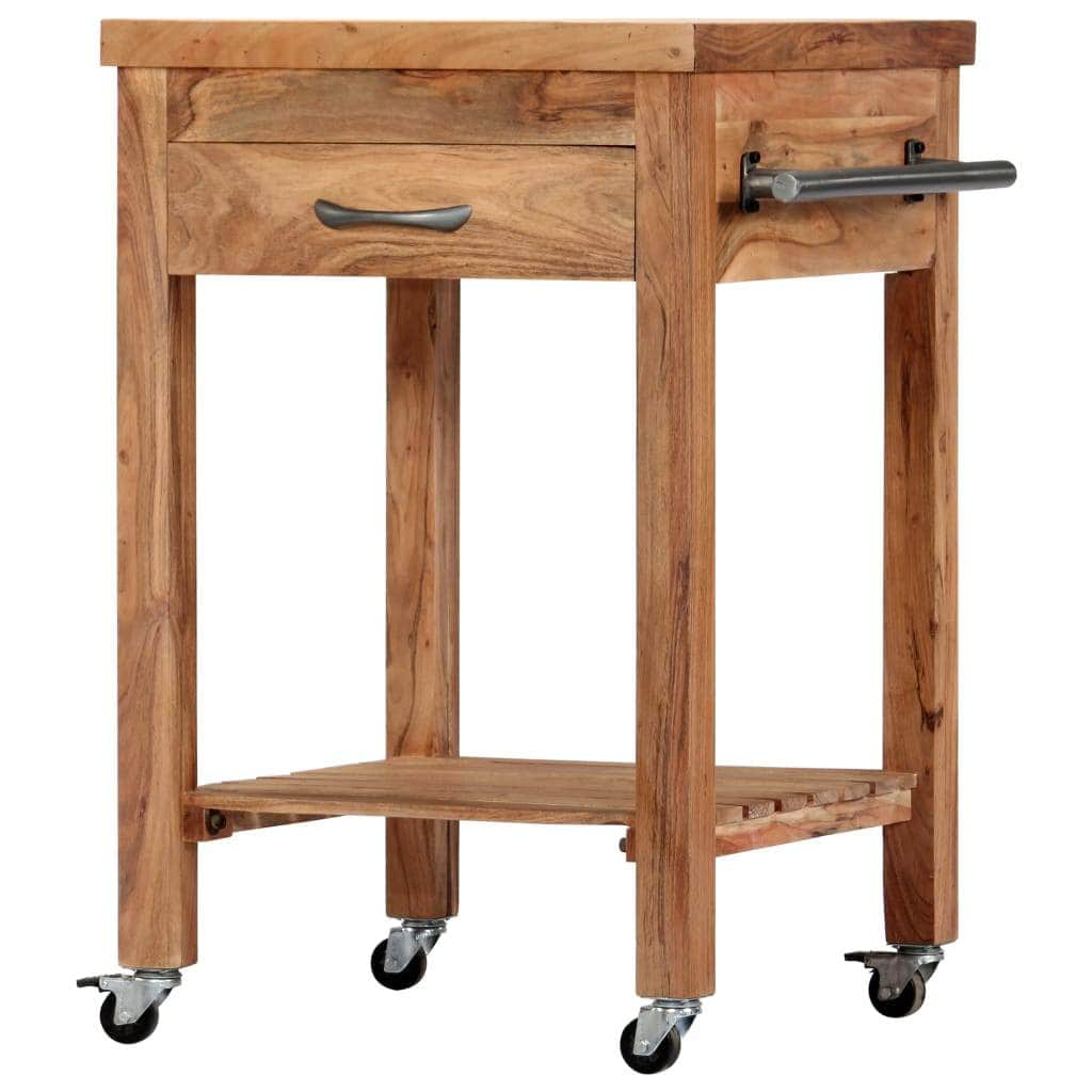 Kitchen Trolley With 1 Drawer Solid Acacia Wood