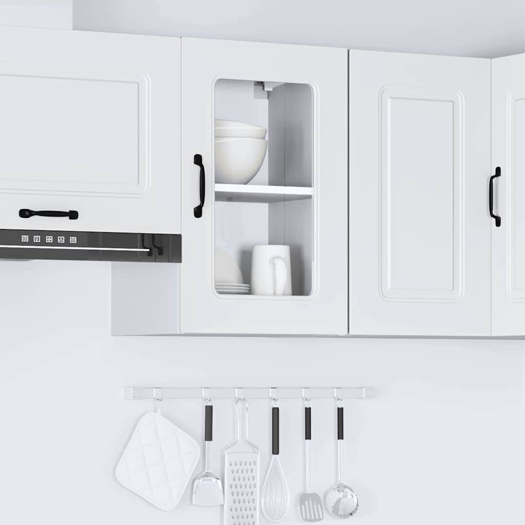 20QV - Kitchen Wall Cabinet with Glass Door Kalmar White Engineered Wood