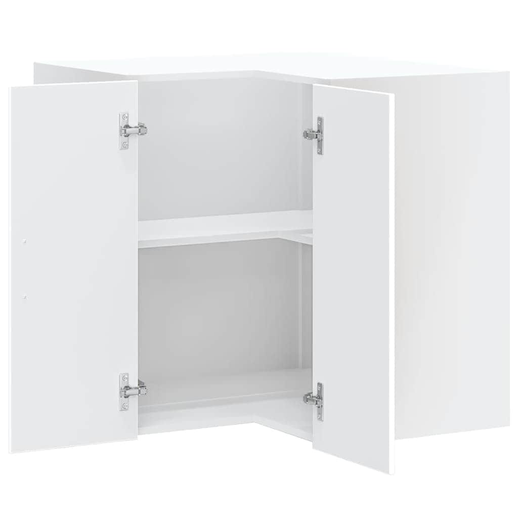 Wood finish - Kitchen Wall Corner Cabinet Kalmar White Engineered Wood