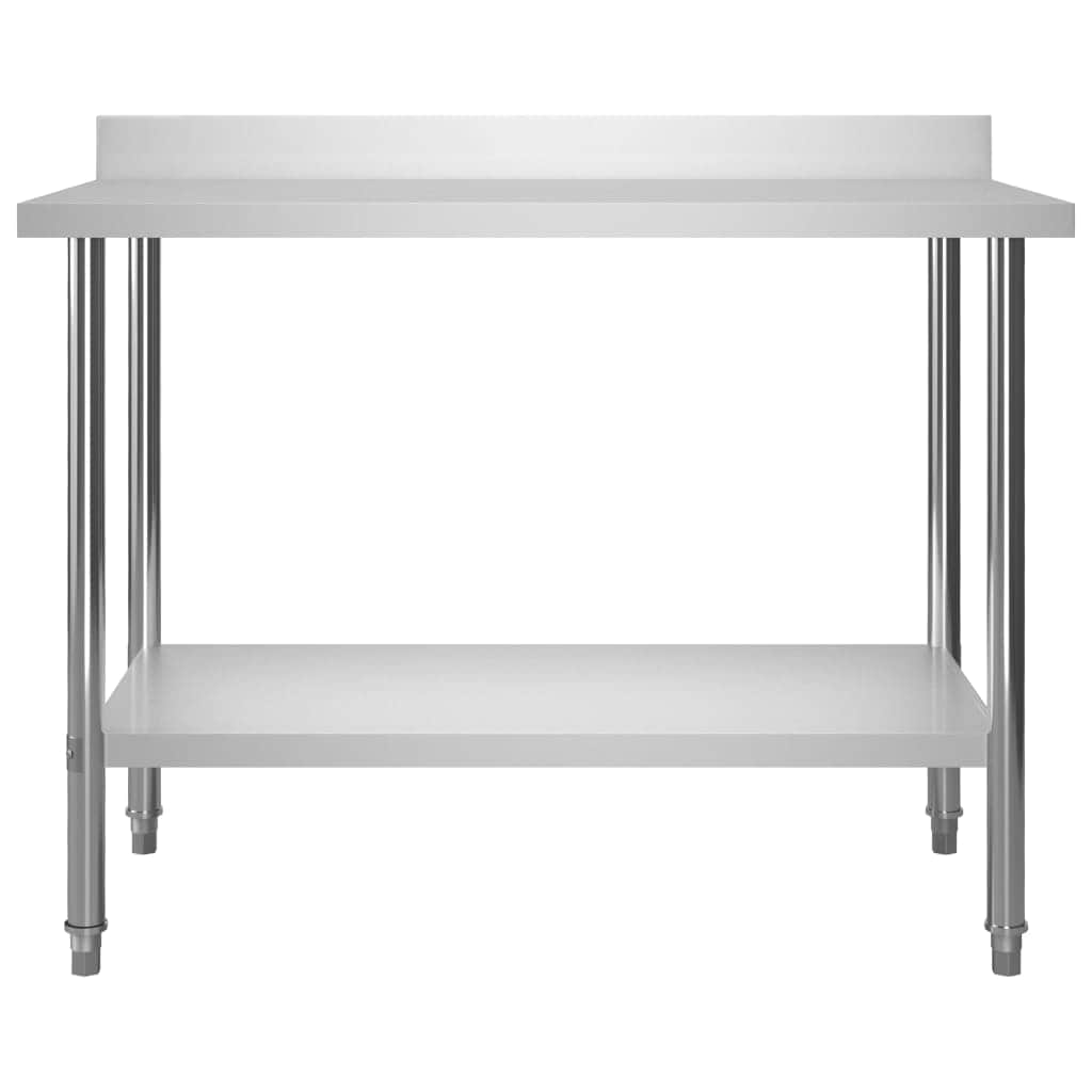 Kitchen Work Table with Backsplash Stainless Steel