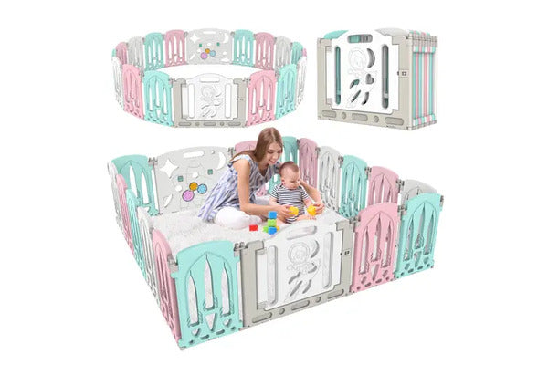 Foldable Baby Playpen 20 Panel Pink