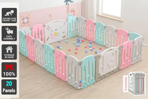 Foldable Baby Playpen 20 Panel Pink