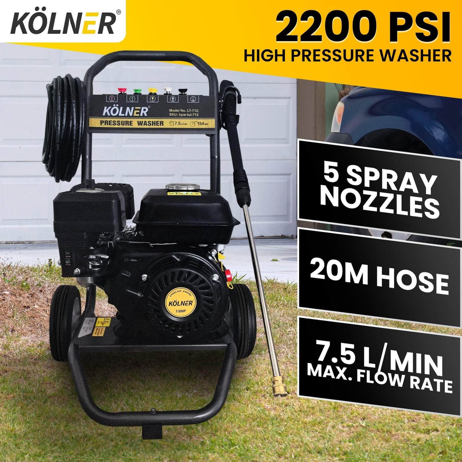 LT-712 7HP 2200PSI Petrol Engine High Pressure Washer 7.5LPM | outdoor living - photo 14