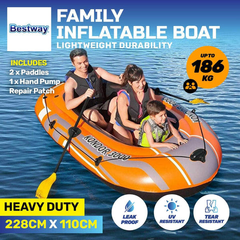 Kondor 3000 Inflatable Boat UV Resistant Leak Proof Beach Pool Fun