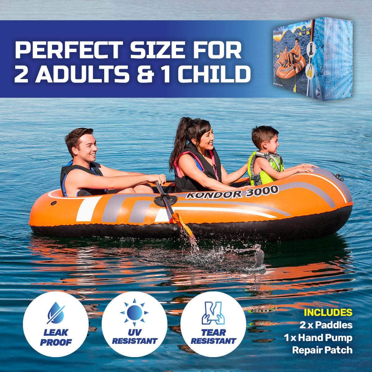 Kondor 3000 Inflatable Boat UV Resistant Leak Proof Beach Pool Fun