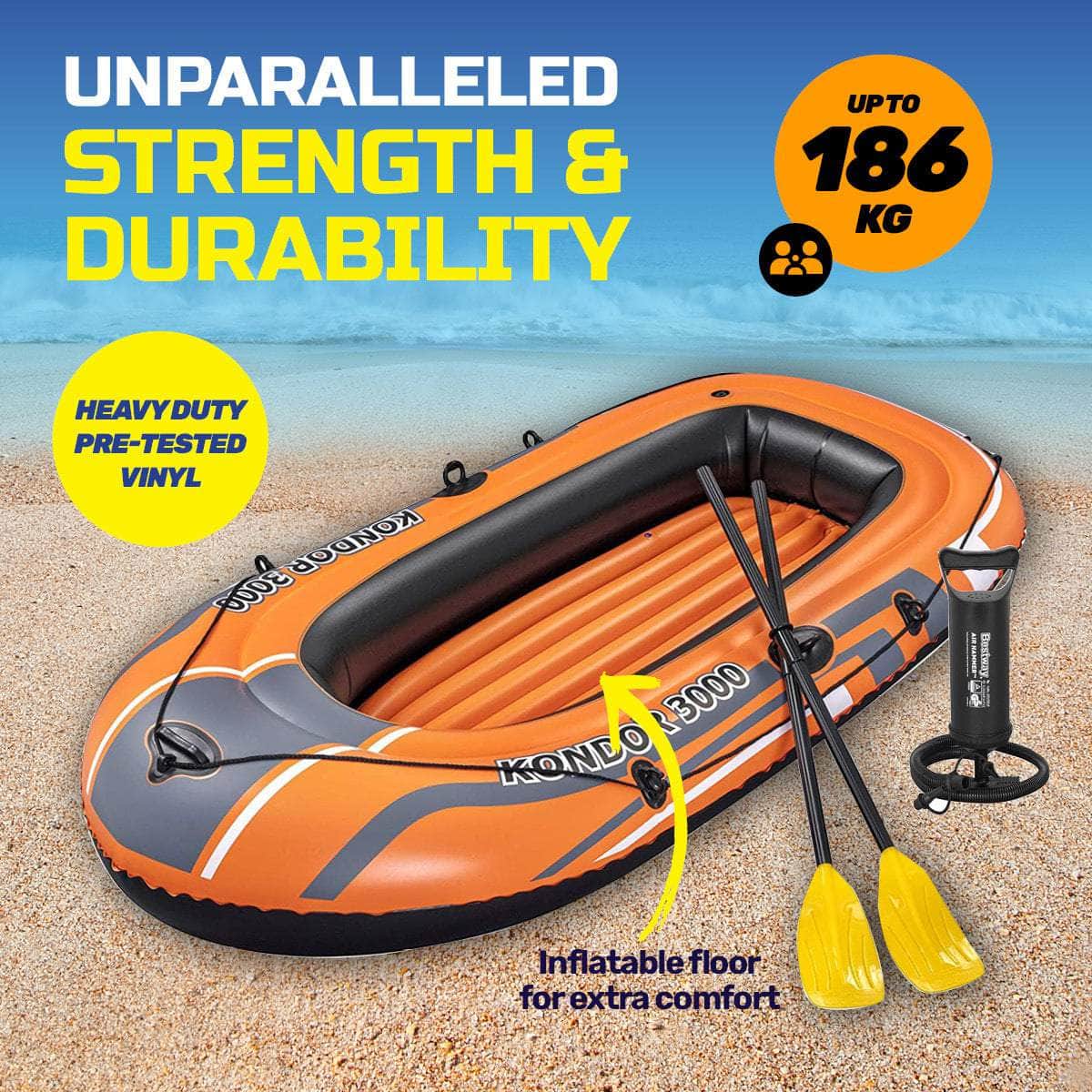 Kondor 3000 Inflatable Boat UV Resistant Leak Proof Beach Pool Fun