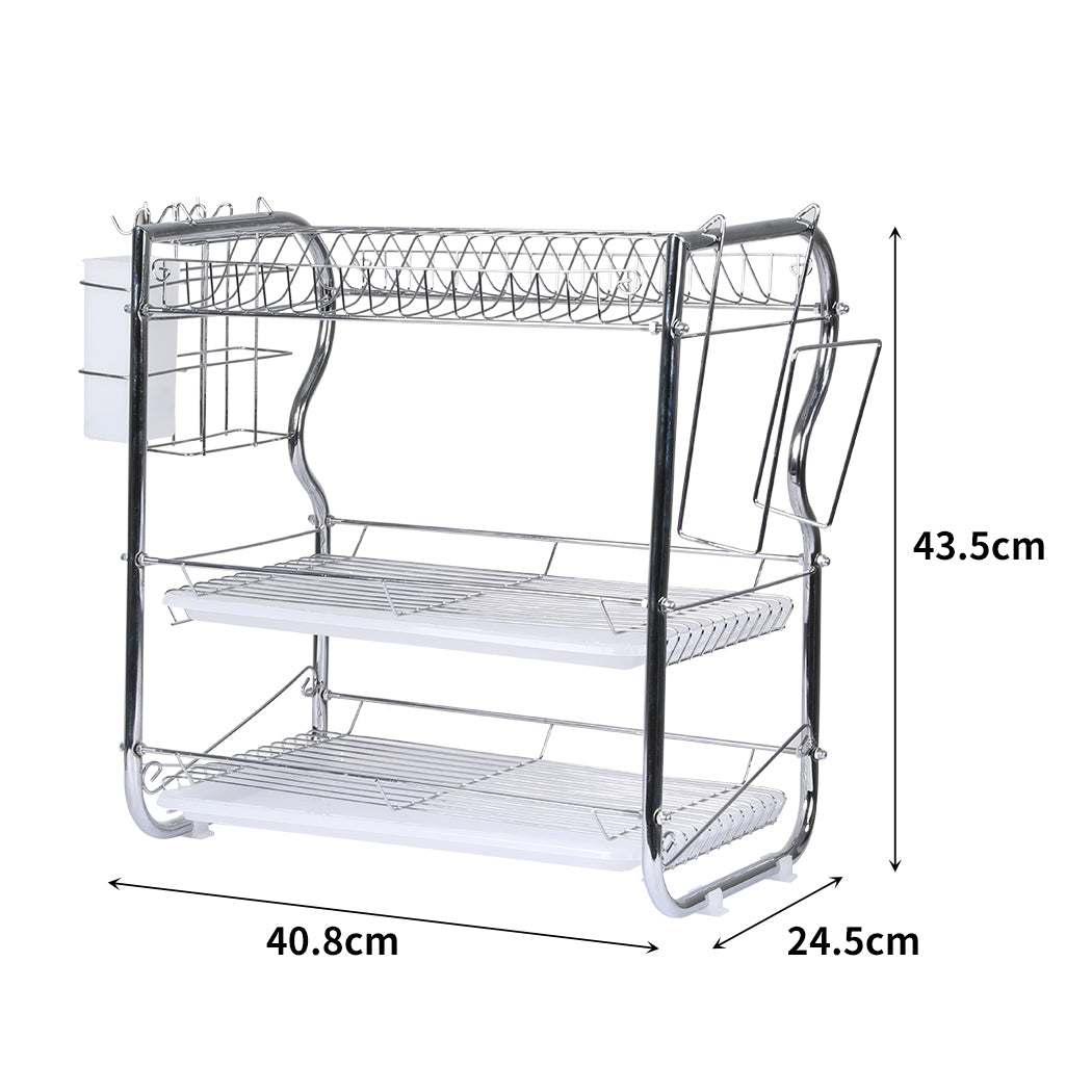 Dish Rack Drying Drainer Cup Holder | Tier Stainless Steel Tray