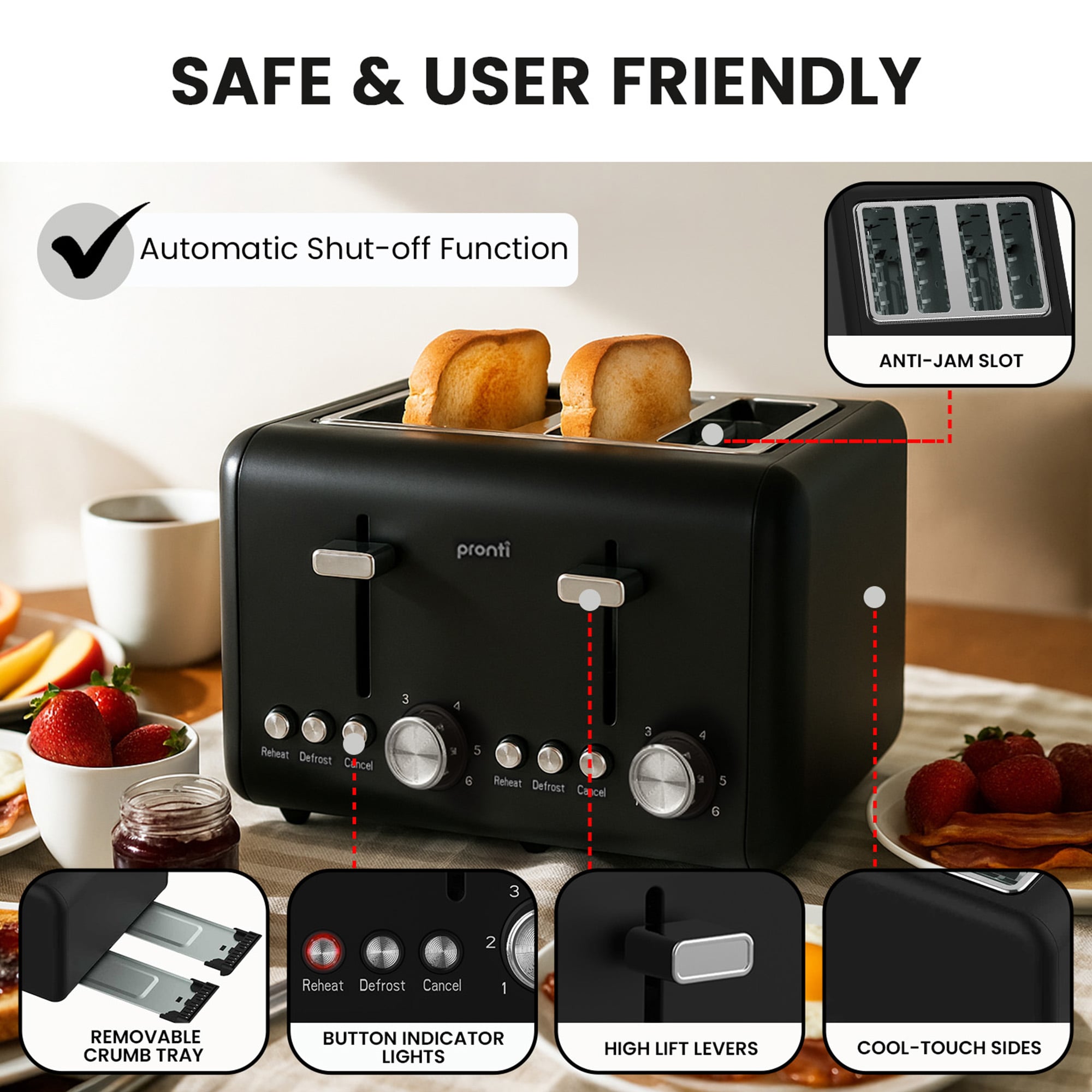 Silver 4 Slice Toaster Kettle Bundle 22x17x24.5cm