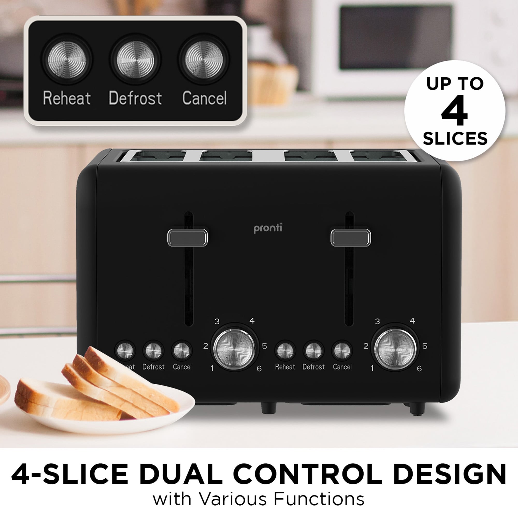 Silver 4 Slice Toaster Kettle Bundle 22x17x24.5cm