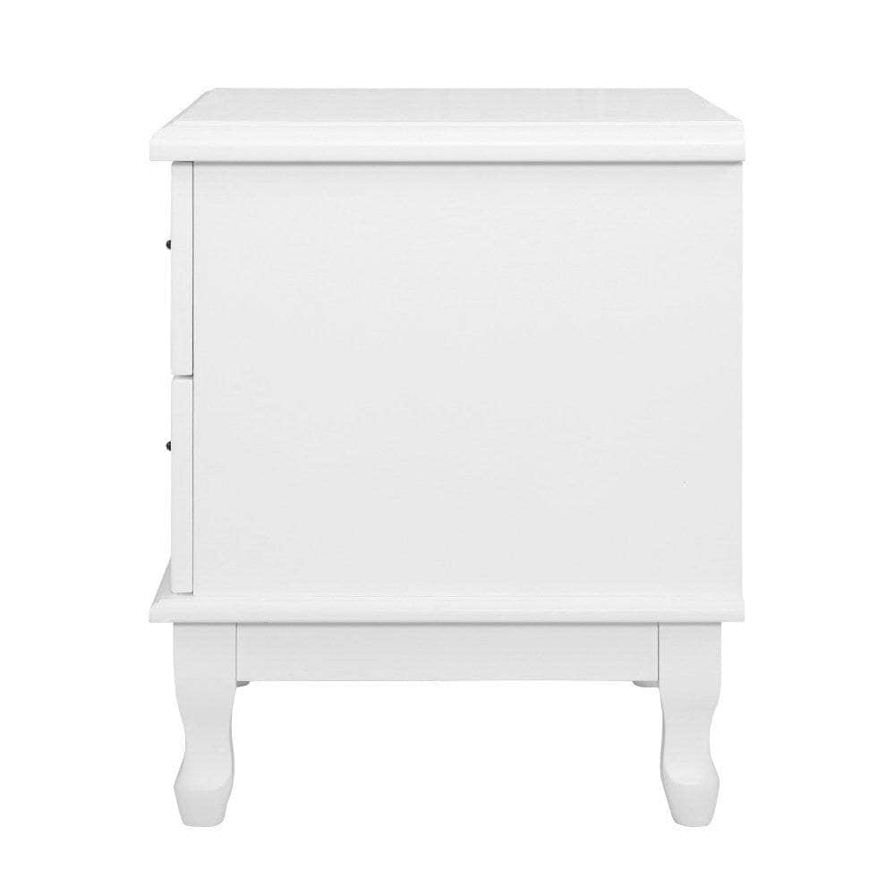 KUBI 2 Drawers Bedside Table French Nightstand Storage Cabinet, White,42cm x 41cm x 52cm