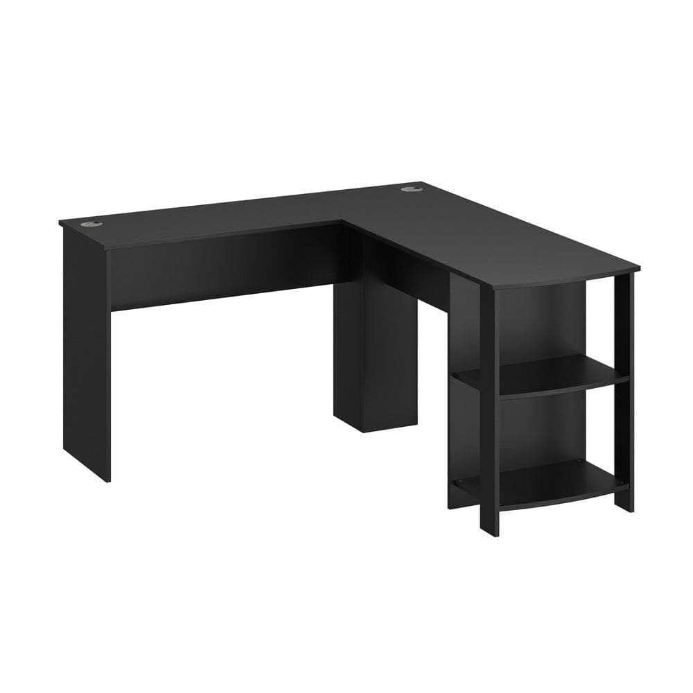 L-shape Computer Desk with Storage Shelves Black | 4ev