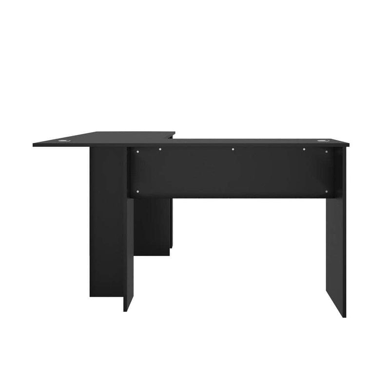 Black colour - L-shape Computer Desk with Storage Shelves Black