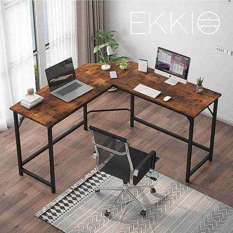 L-Shaped Corner Computer Desk With Cpu Stand Brown/Black