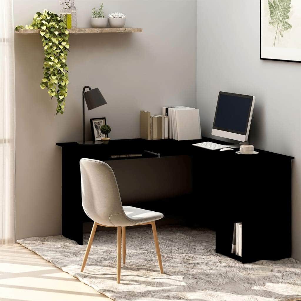 L-Shaped Corner Desk Black  Chipboard