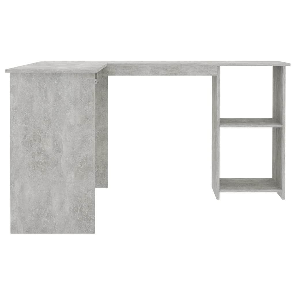 L-Shaped Corner Desk Concrete Grey  Chipboard