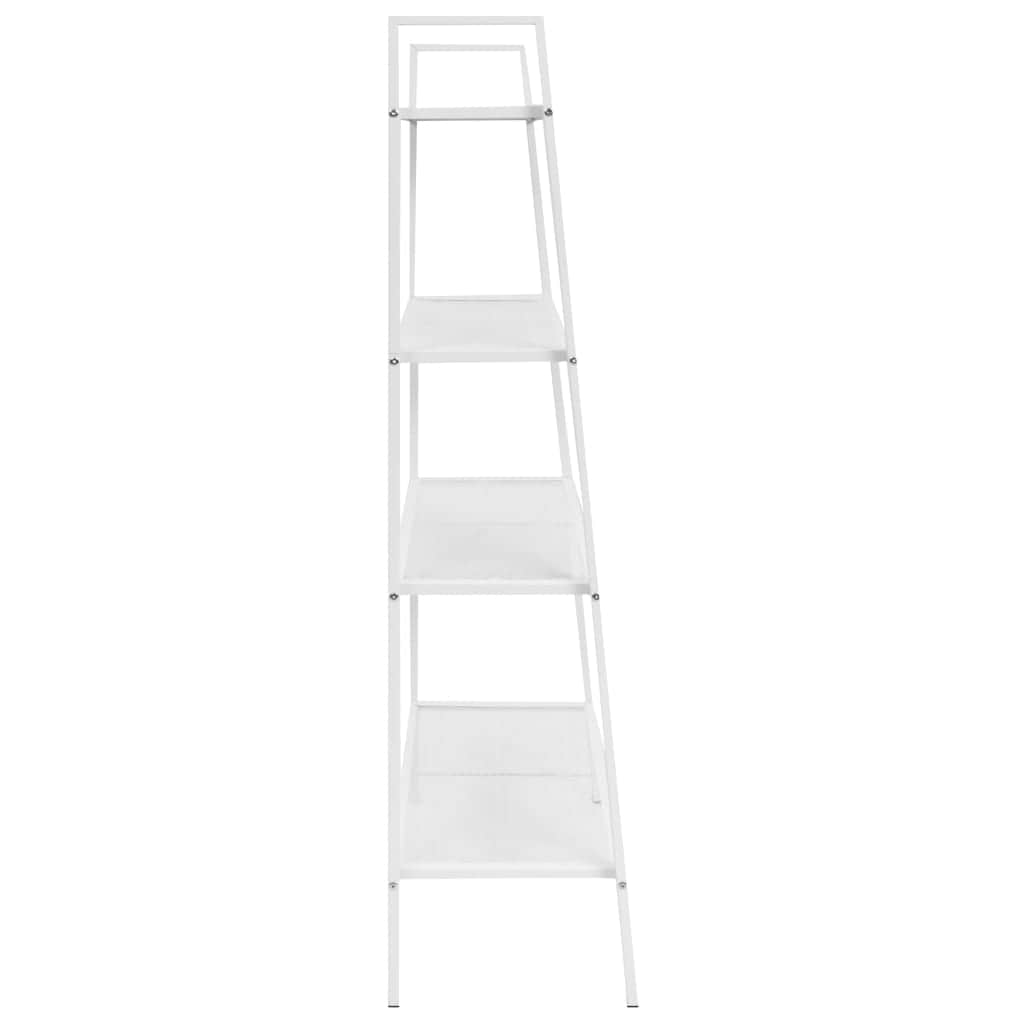 Ladder Bookcase 4 Tiers Metal White