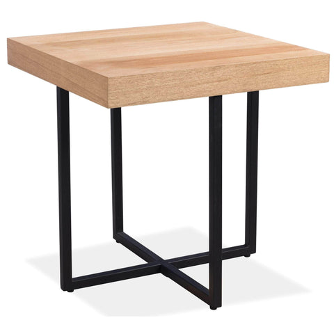 Lamp Sofa Side Table 50Cm Elm Timber Wood Black Metal Leg - Natural