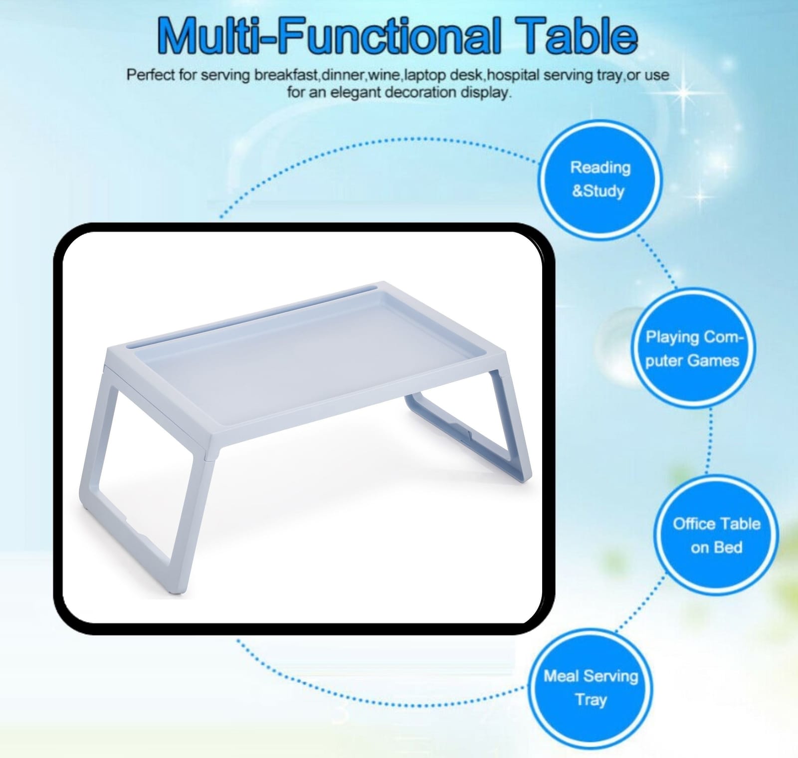Multifunction Laptop Bed Desk With Foldable Legs For Home Office (Blue) with Blue colour