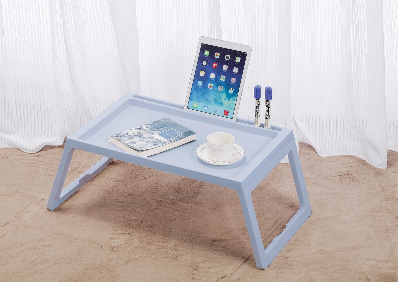 Multifunction Laptop Bed Desk With Foldable Legs For Home Office (Blue) - Blue colour