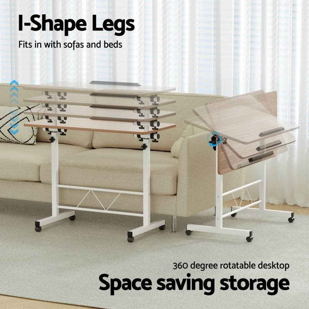 Laptop Desk Table Adjustable 80Cm Light Wood