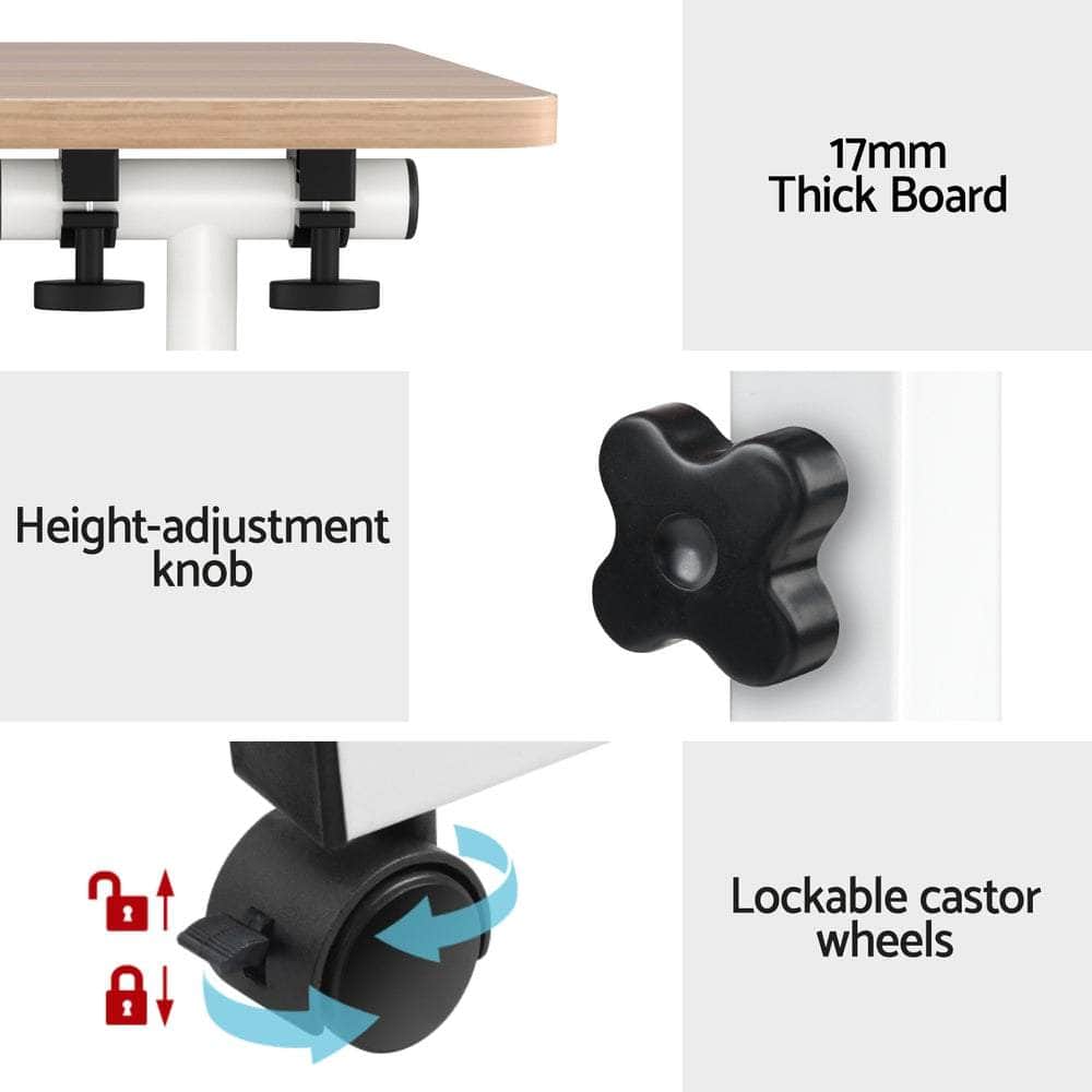Laptop Desk Table Adjustable 80Cm Light Wood