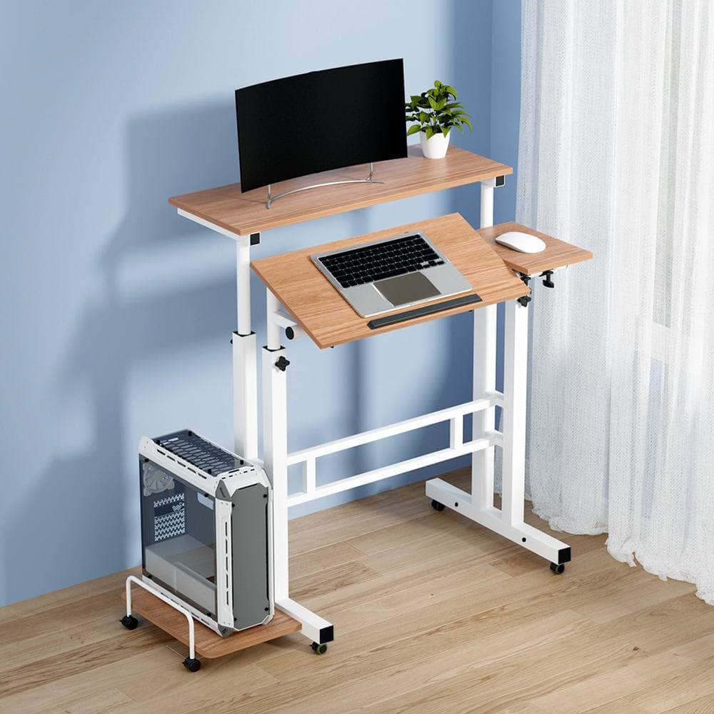 Laptop Desk Table Adjustable Light Wood 80Cm