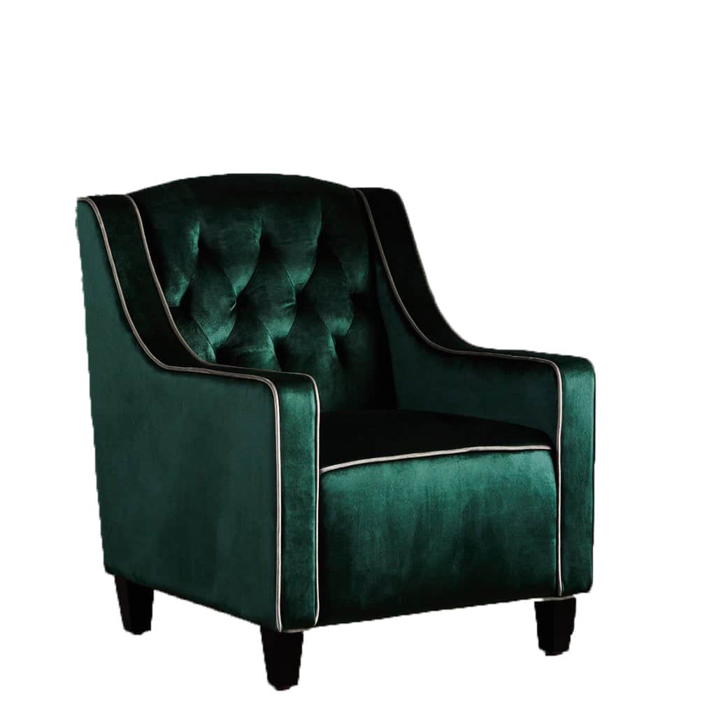 Lara Two Tone Tufted Emerald New Velvet Club Armchair