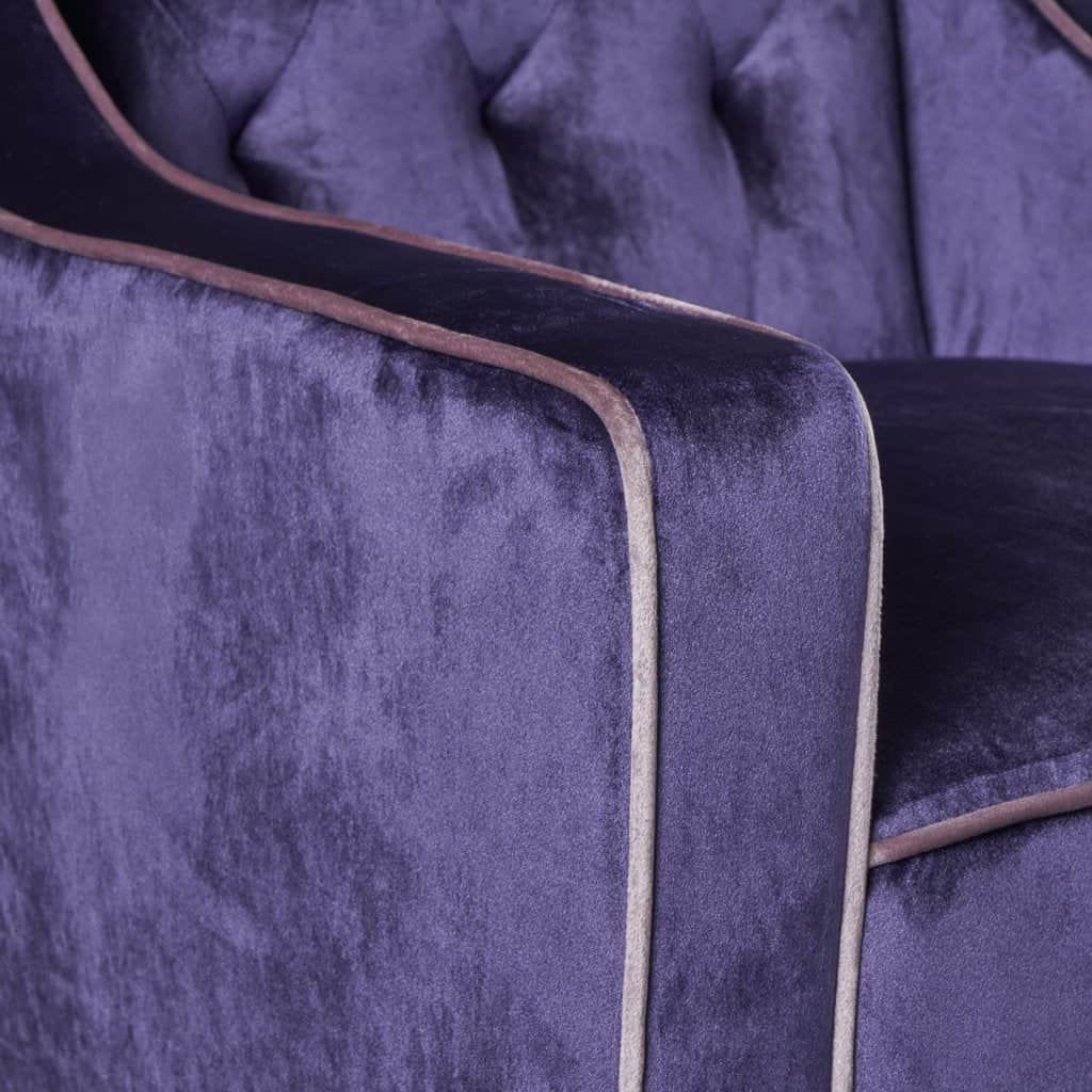 Lara Two Tone Tufted Plum New Velvet Club Armchair
