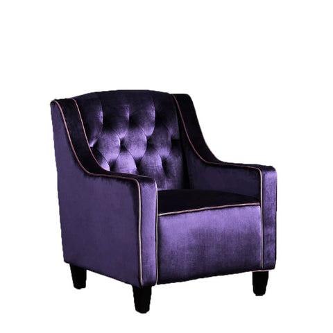 Lara Two Tone Tufted Plum New Velvet Club Armchair