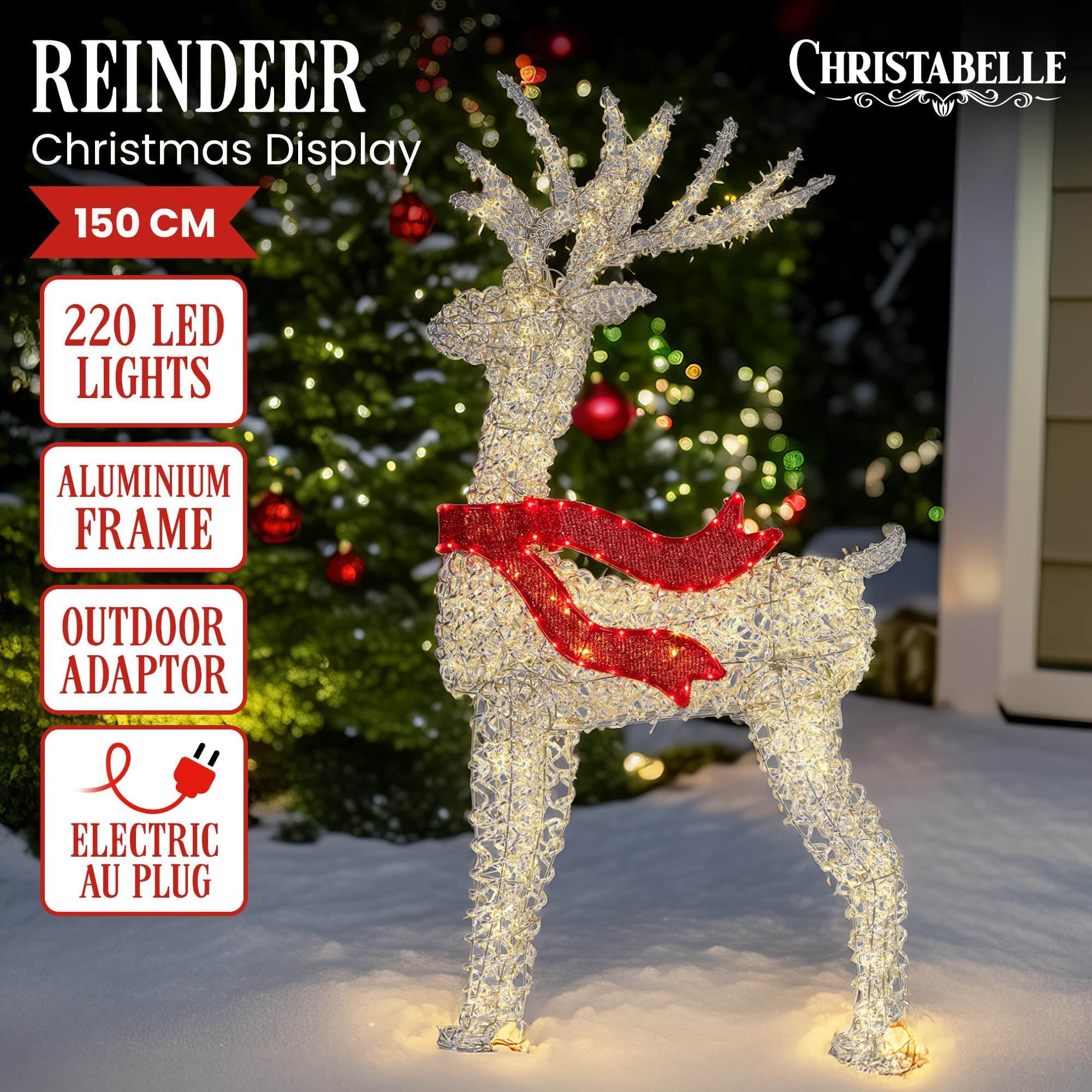 Large 1.5m Christmas Reindeer Outdoor Indoor Display Decoration Lawn Statue LED