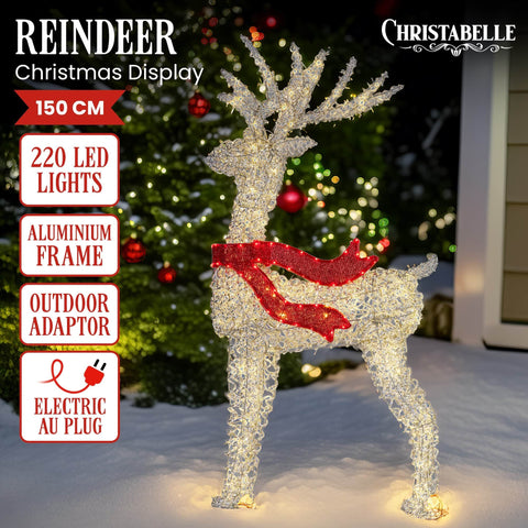 Large 1.5m Christmas Reindeer Outdoor Indoor Display Decoration Lawn Statue LED