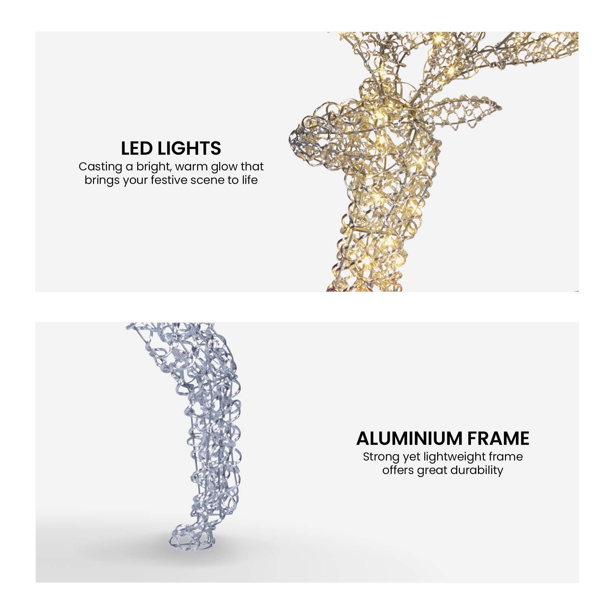 Large 1.5m Christmas Reindeer Outdoor Indoor Display Decoration Lawn Statue LED