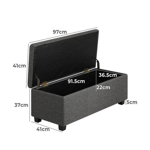 Large Blanket Box Ottoman - Stylish Arm Foot Stool with Ample Storage
