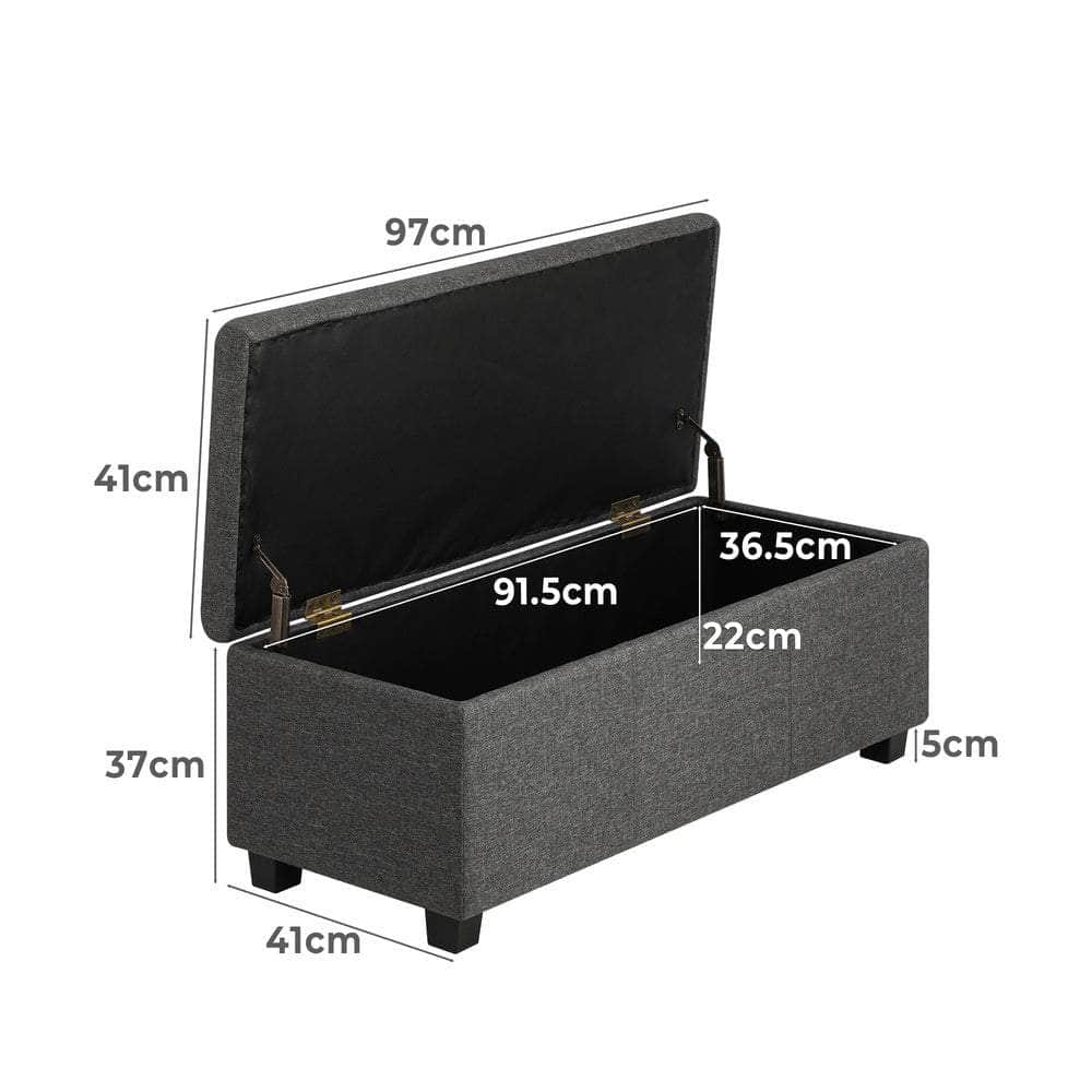 Large Blanket Box Ottoman - Stylish Arm Foot Stool with Ample Storage