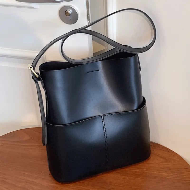 Large Capacity Bucket Bag with Wide Strap for Women