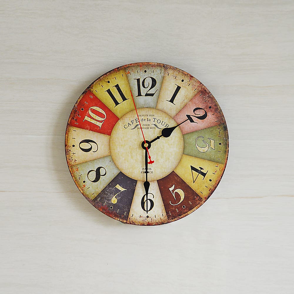 Large Colourful Wall Clock | Kitchen Office Retro Timepiece - photo 13