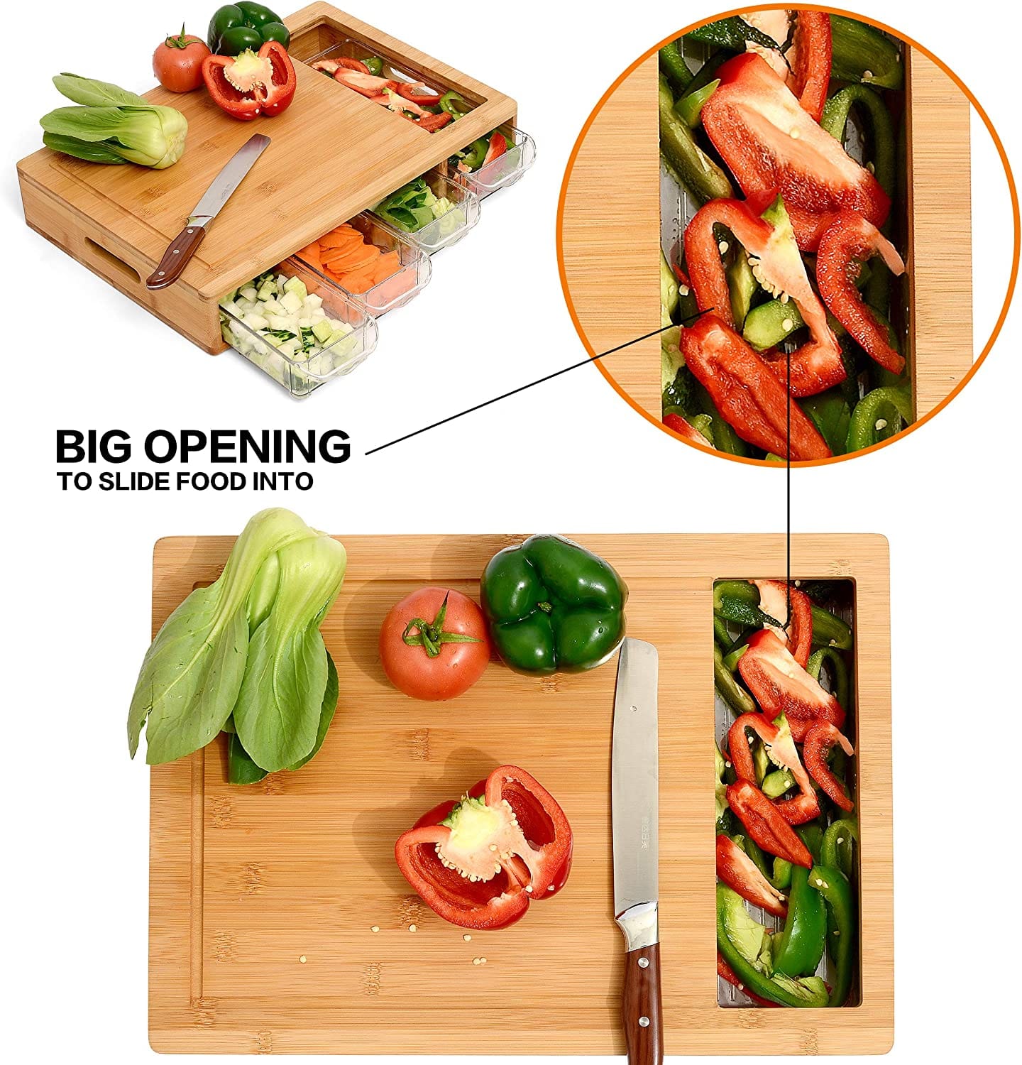 Large Cutting Board and 4 Containers with Mobile Holder gift included | Kitchen Utensils - photo 11