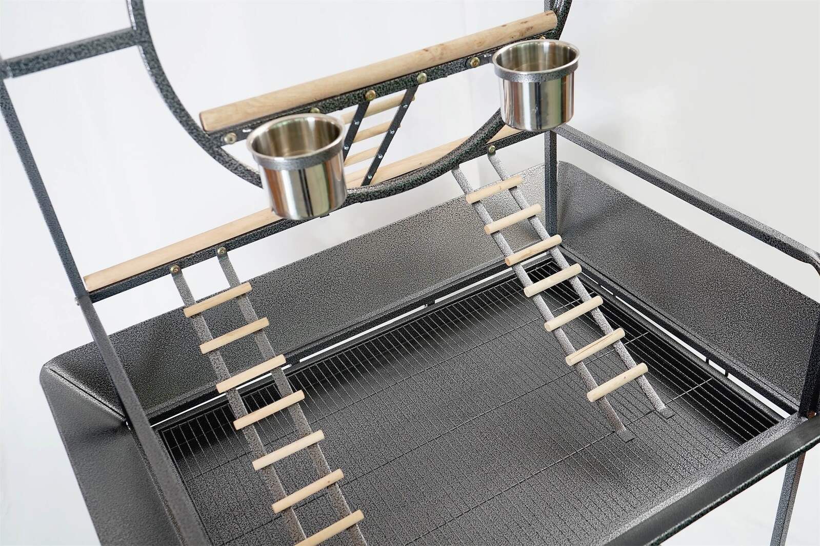 Large Bird Cage Parrot Playpen Gym Toy Stand With Ladder On Wheels, Bird Cages & Stands - photo 7