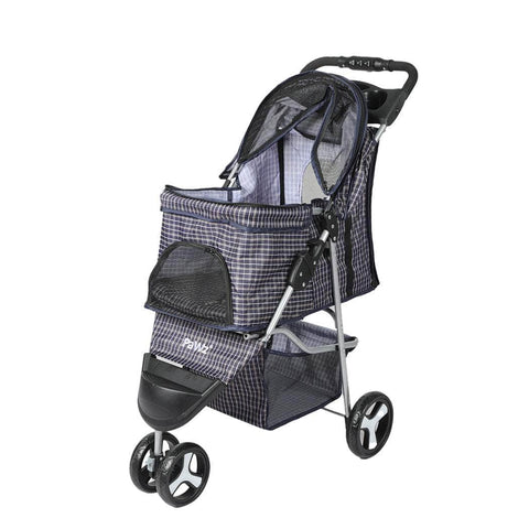 Large Pet Stroller Dog Cat Carrier Plaid - Stylish