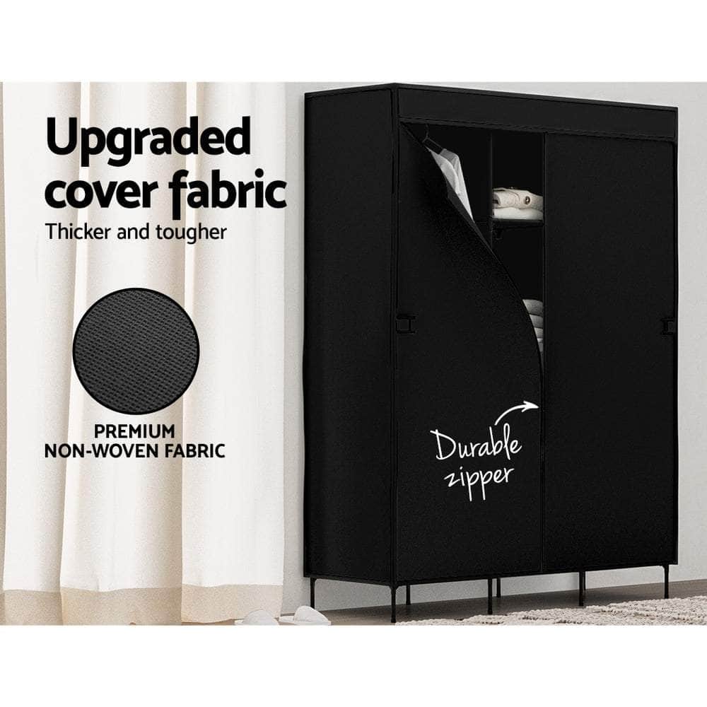 Large Portable Clothes Closet Wardrobe With Shelf Black