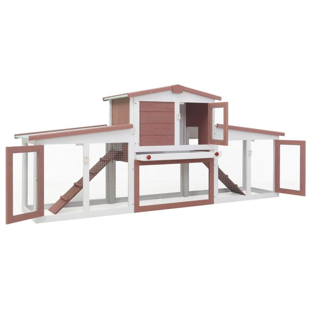 Large Rabbit Hutch Brown and White