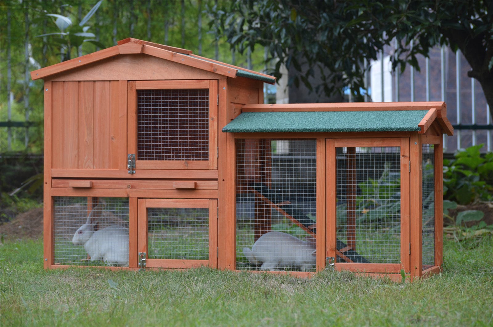 Large Wooden Rabbit Hutch with Metal Run and Guinea Pig Cage - 146cm with Small Animal Habitats & Cages - photo 16