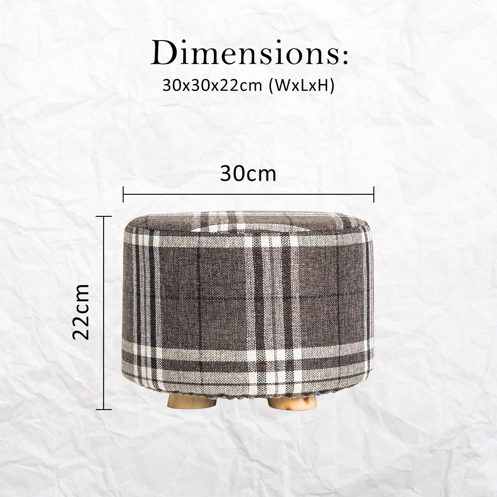 Fabric Ottoman Round Wooden Leg Foot Stool - LATTICE | Fabric finish - photo 14