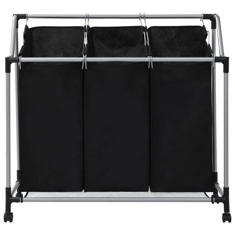 Laundry Sorter with 3 Bags- Black