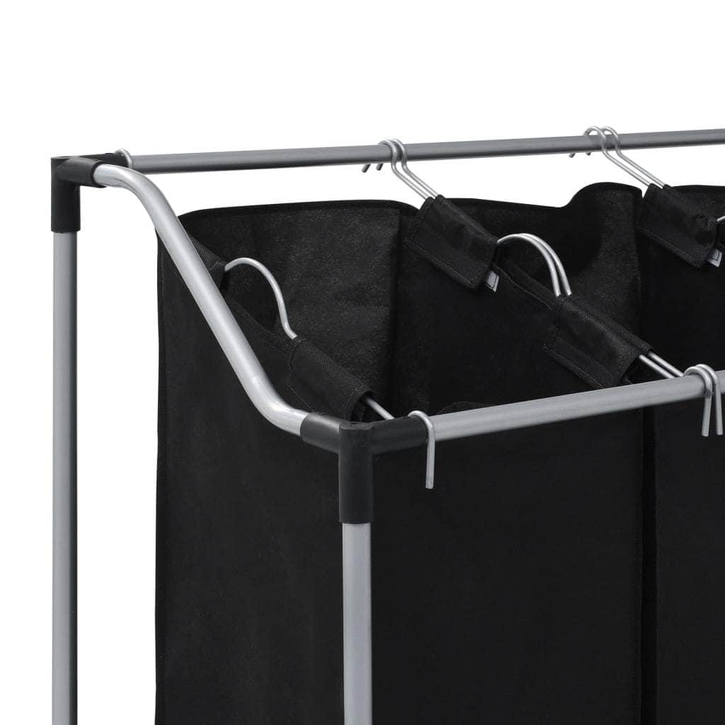 Laundry Sorter with 3 Bags- Black