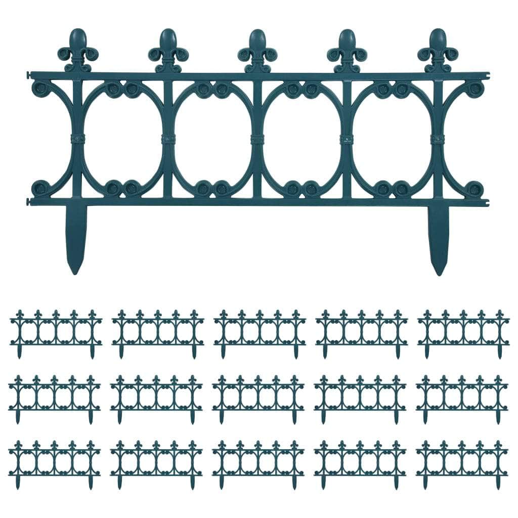 Lawn Edgings 16 pcs Green 10 m PP