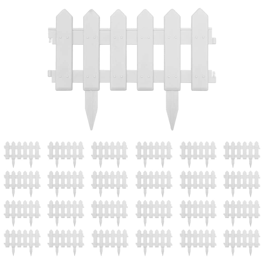 Lawn Edgings 25 pcs White 10 m PP