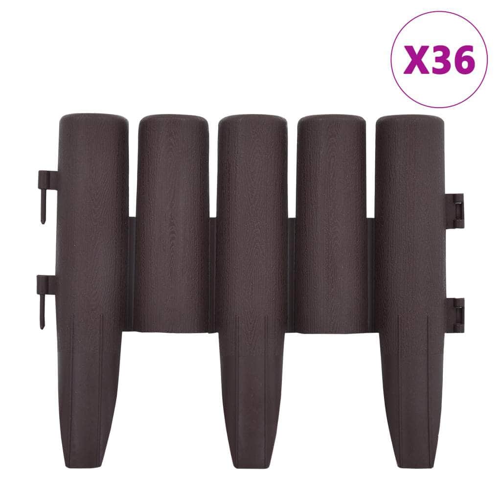 Lawn Edgings 36 pcs Brown 10 m PP